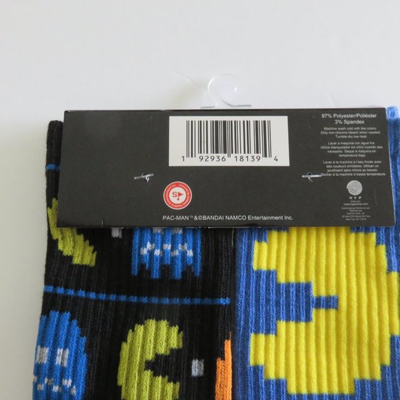 (#K) Pac-Man Video Game Retro Crew Socks 2 Pairs Unisex - Picture 4 of 4